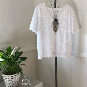 White Textured Tee-Shirt XL 14W